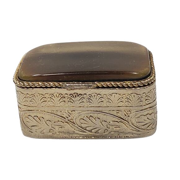 Antique Brass Engraved Pill Box Art Nouveau England XIX Century - Picture 3 of 6